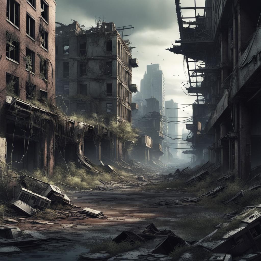 Dystopian Ruined City Where Nature Reclaims Tech