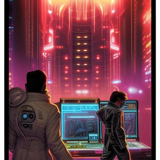 Cyberpunk DJ Battle Comic Book Art