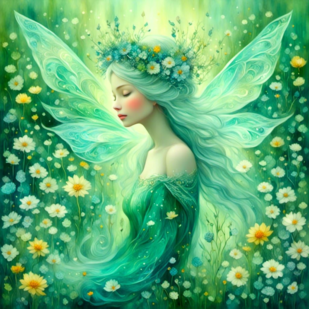 Ethereal Fairy in Enchanted Forest with Flower Crown