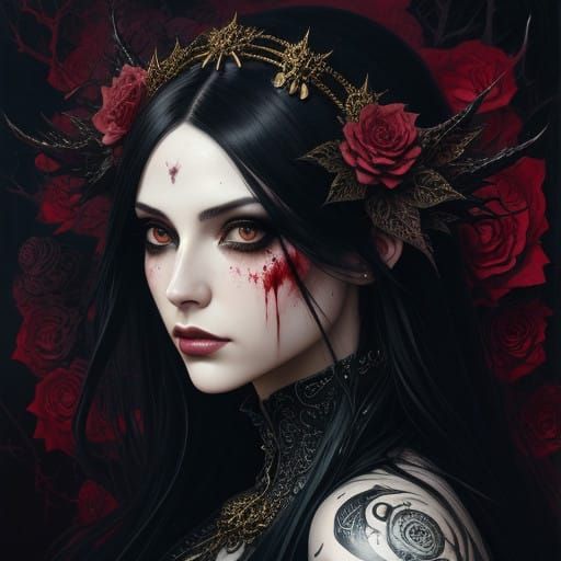 Goth Girl Amongst Intricate Ivy