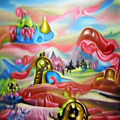 Surreal Post-Apocalyptic Candyland in Oil