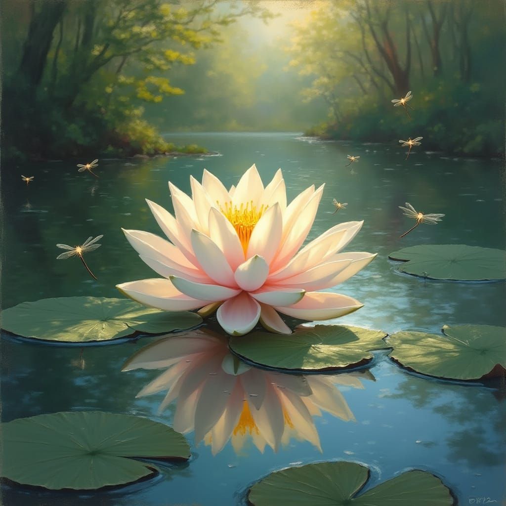 Serene Lotus in Soft Impressionistic Light
