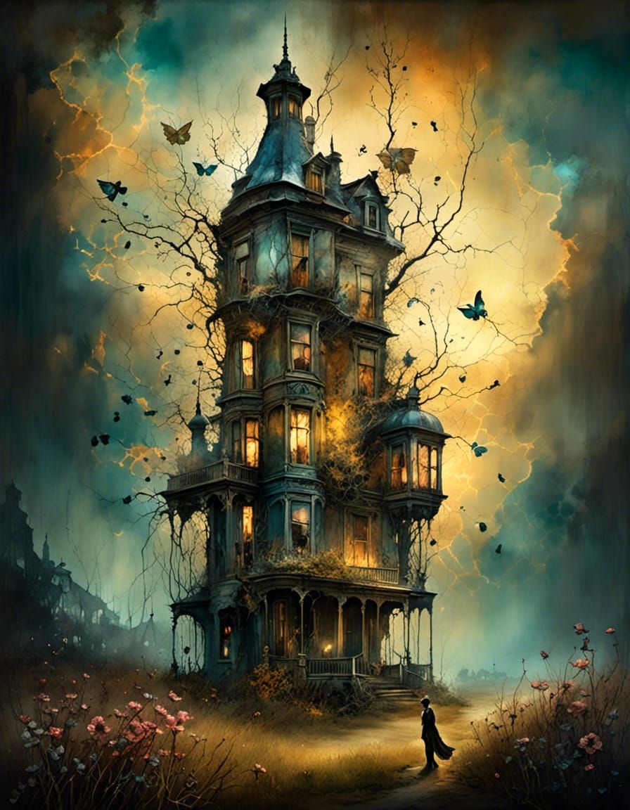 Steampunk Fairy Perfume Bottle in Surrealist Style