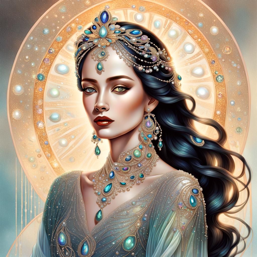 Diamond Woman in Dreamy Gemstone Landscape