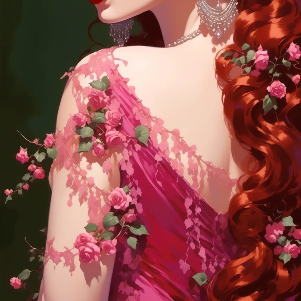 Poison Ivy in Dramatic Fantasy Illustration Style