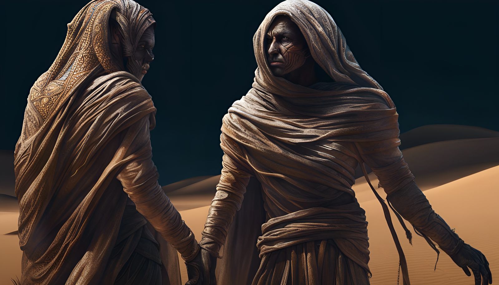 Decaying Mummy in Fantasy Desert Landscape