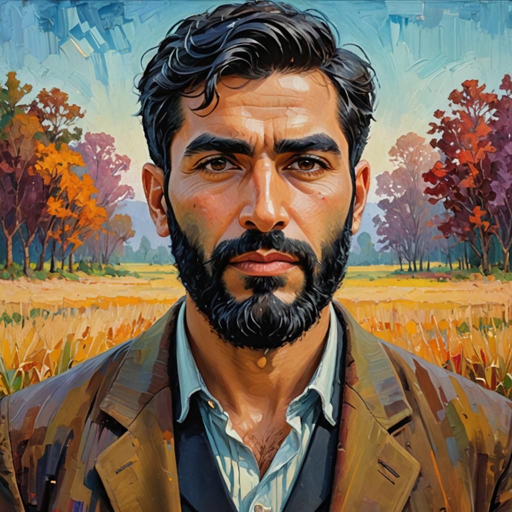 Portrait of Bearded Man in Expressionist Style