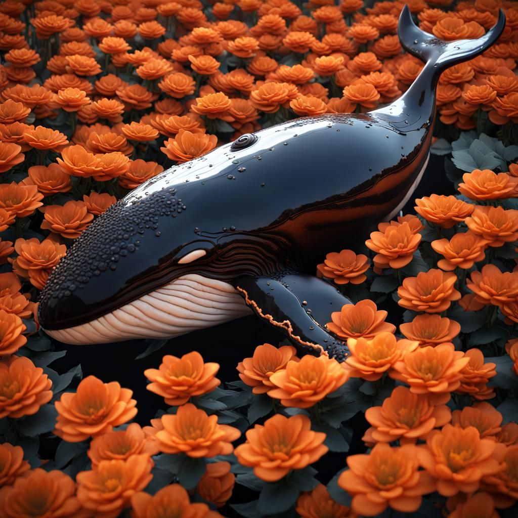 Floral Whale in 3D Cinematic Style