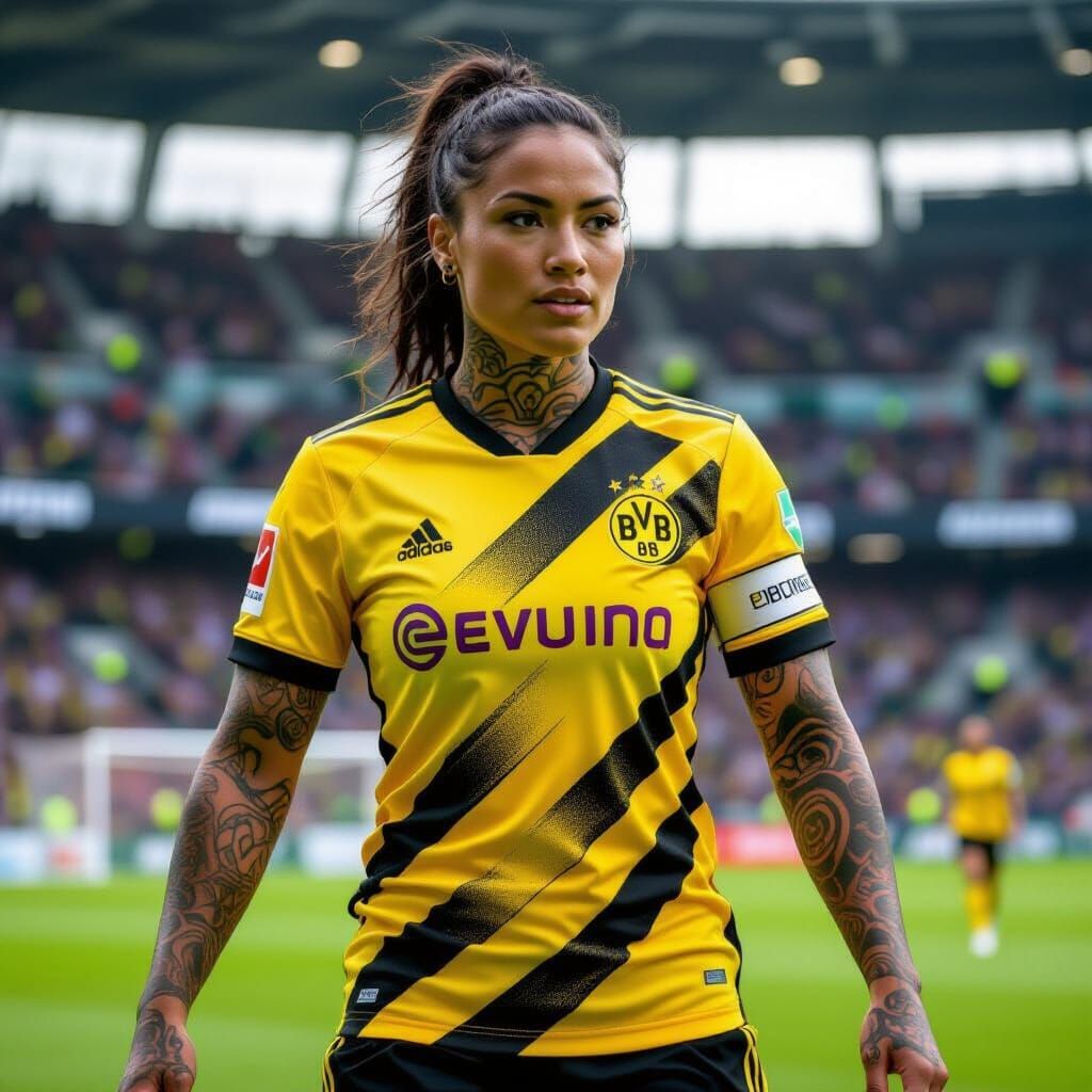 Maori Soccer Star Plays for Dortmund at Signal Iduna Stadium
