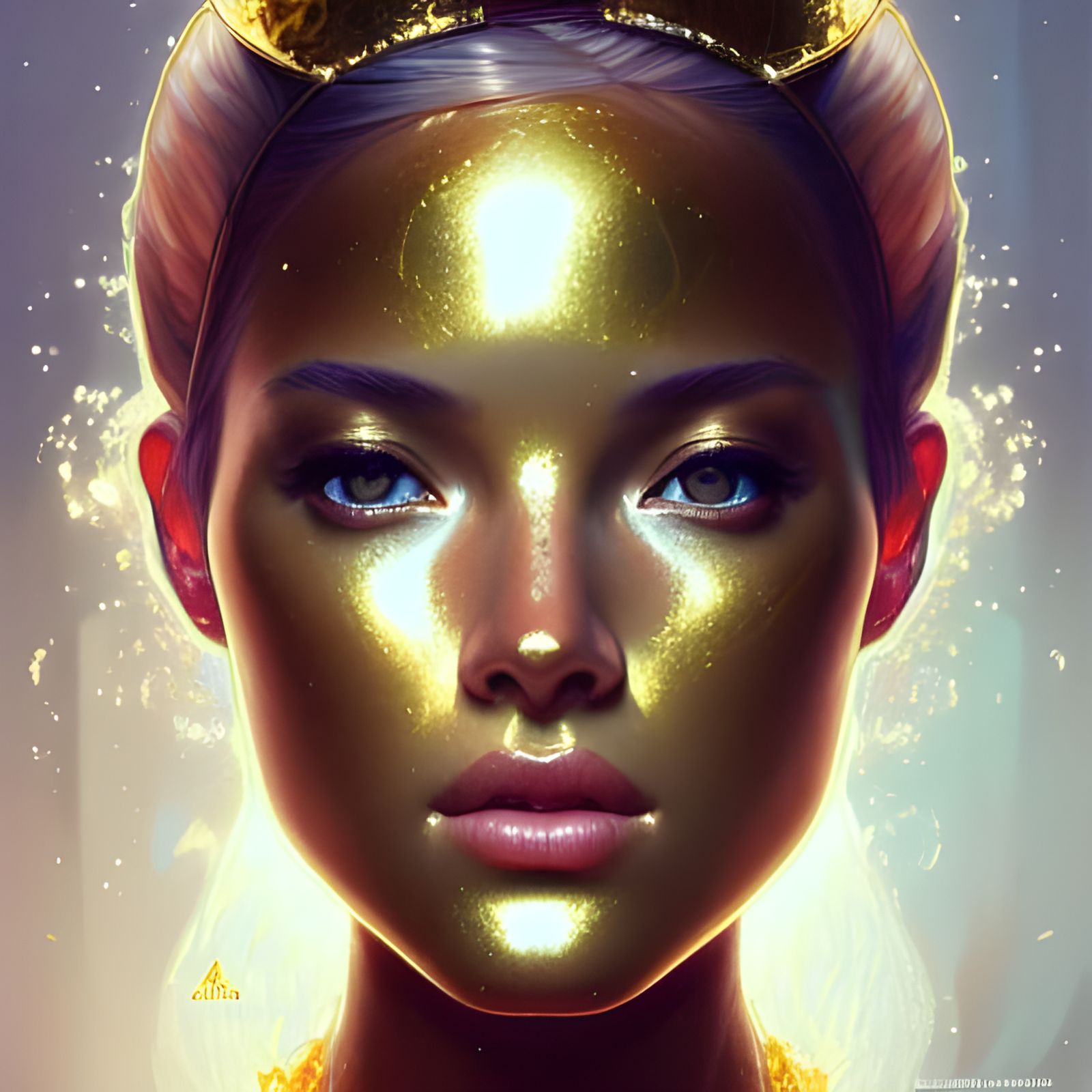 Golden Princess Portrait in Digital Art Style