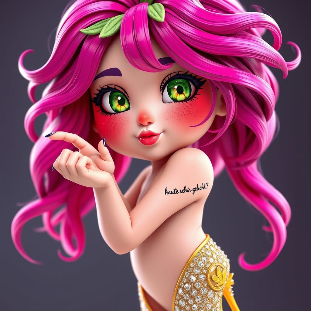 Enchanting Strawberry Girl in 3D Anime Style