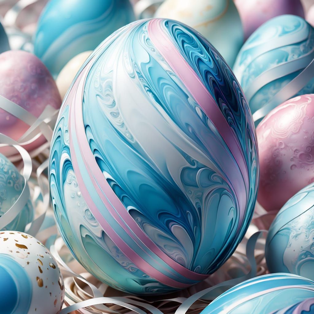 Whimsical Easter Egg Masterpiece in Oil Painting Style