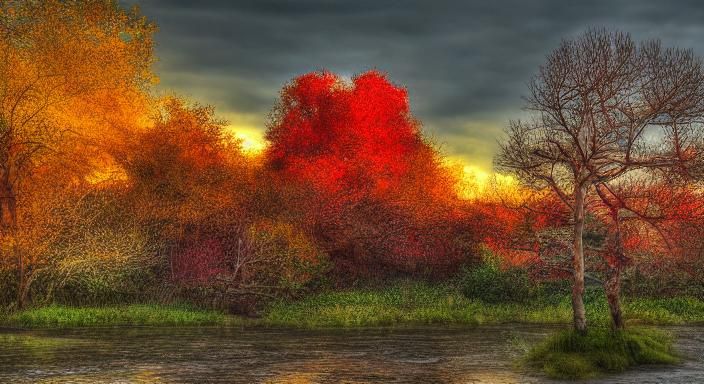 Majestic Barren Tree in Fantasy Landscape