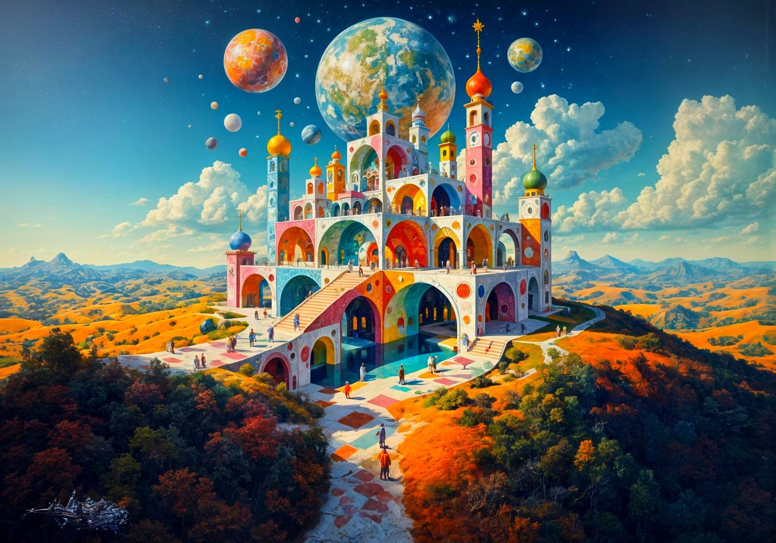 Surreal Celestial Cityscape of Organic Architecture