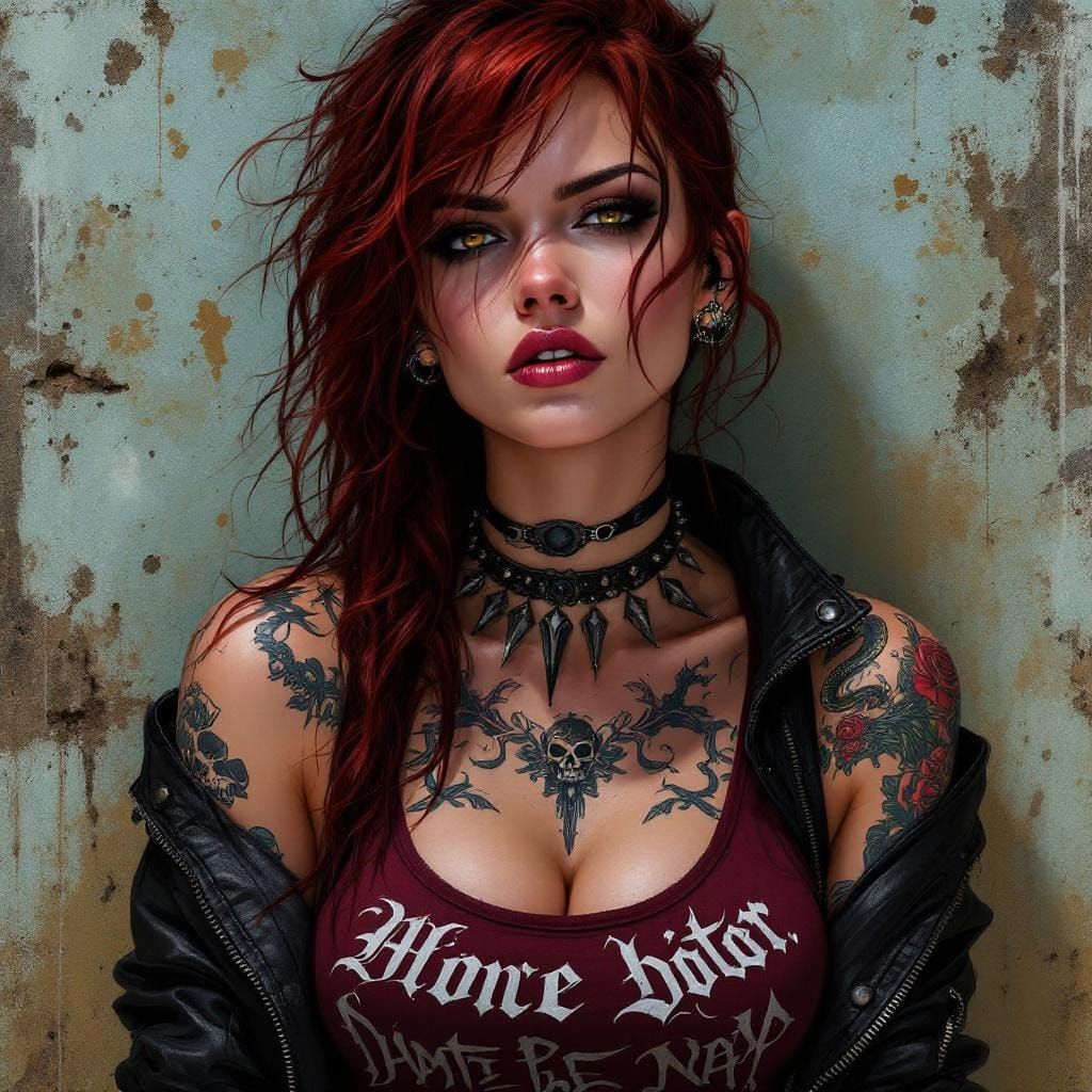 Rebellious Woman Portrait in Hyperrealistic Digital Art