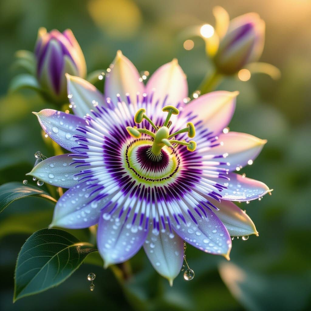 Elegant Passiflora Flowers in Art Nouveau Style