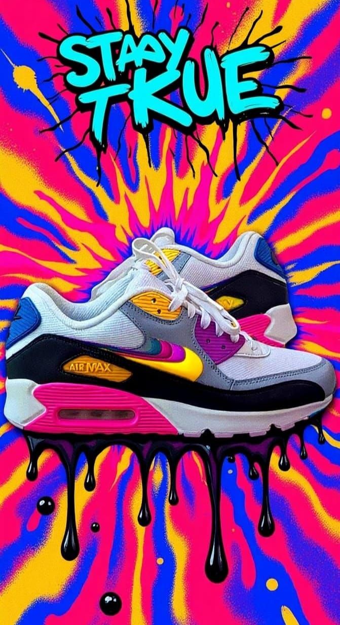 Y2K Graffiti Art Shoe with Dripping Colors