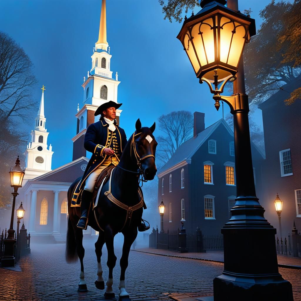 Paul Revere's Midnight Ride: Detailed Matte Painting