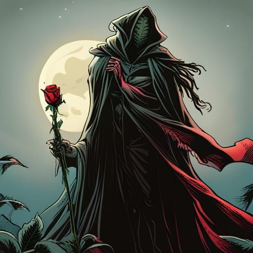 Gothic Horror Nazgûl in Crimson Rose Garden