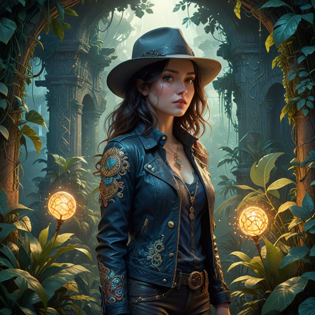 Adventurous Explorer Unlocks Jungle Secrets in Whimsical Sty...