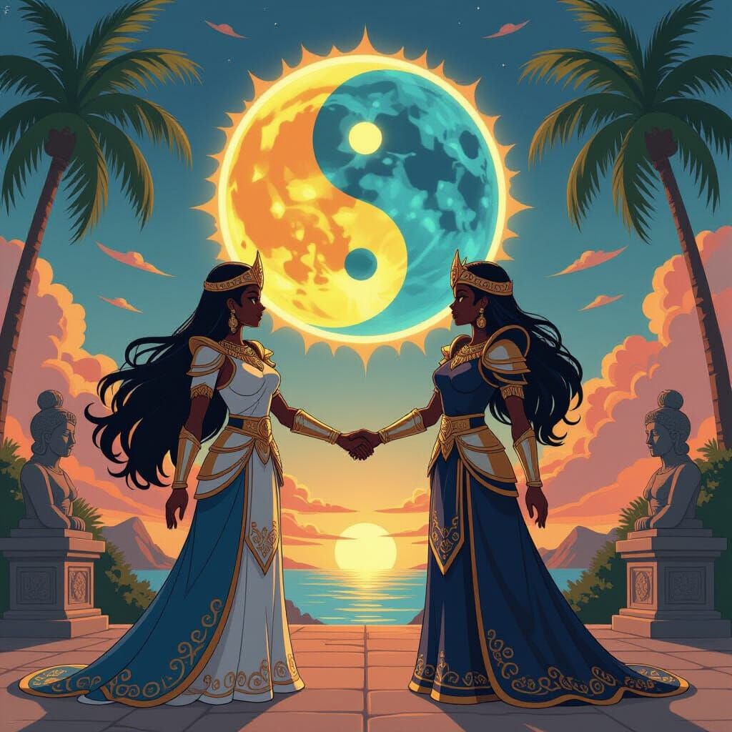 Goddesses United Beneath Yin-Yang, Manga Style