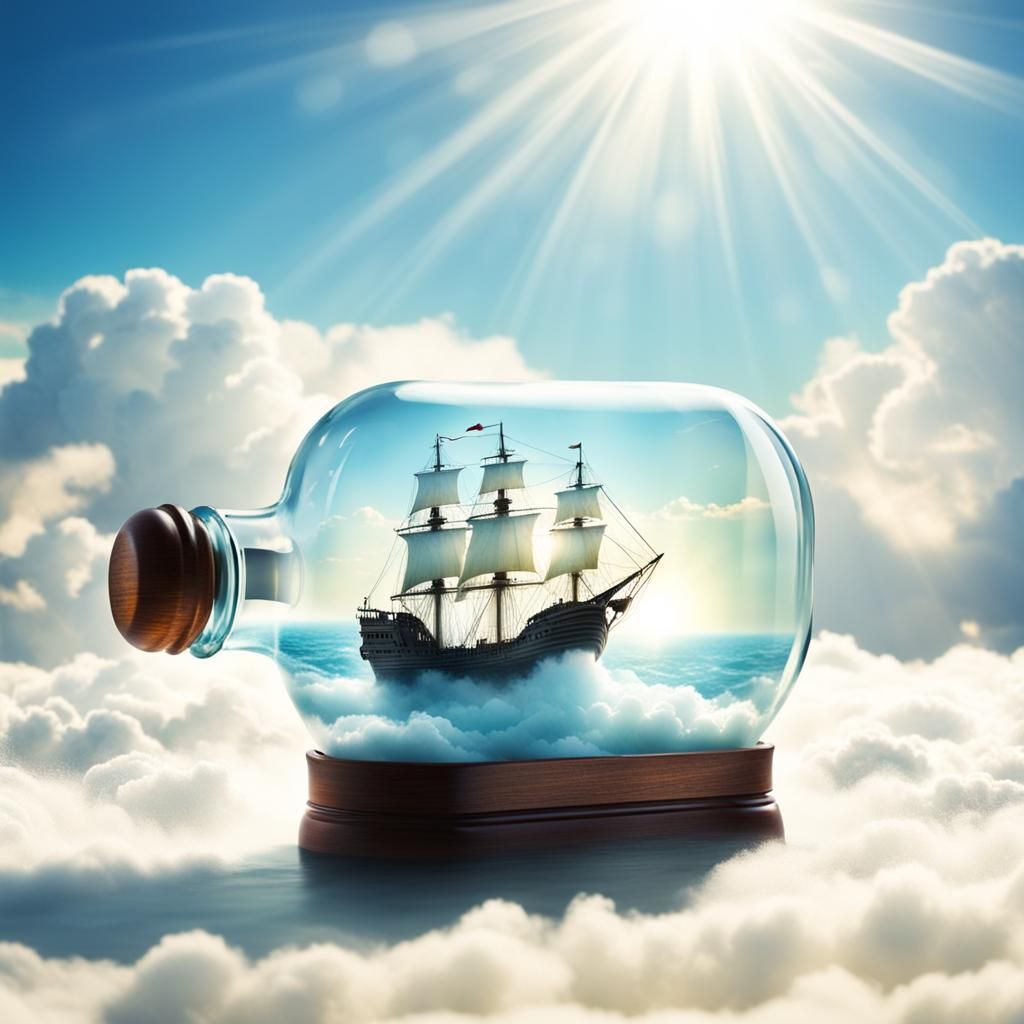 Ship in a Bottle with Heavenly Light