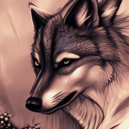 Steampunk Wolf Acrylic Art Concept