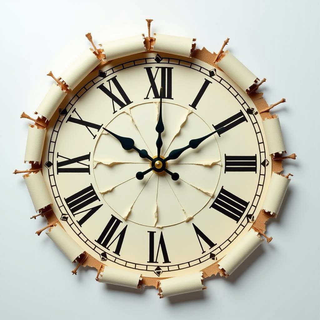 Crumbling Paper Clock: A Layered Art Creation