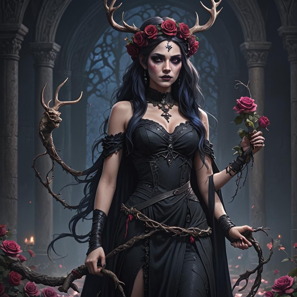 Gothic Princess with Snake in Dark Fantasy Art
