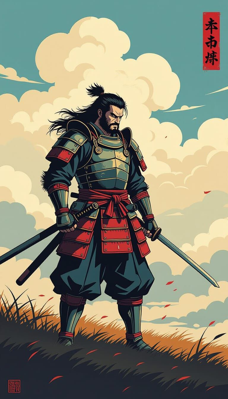 Wolverine Samurai Warrior on Windswept Battlefield