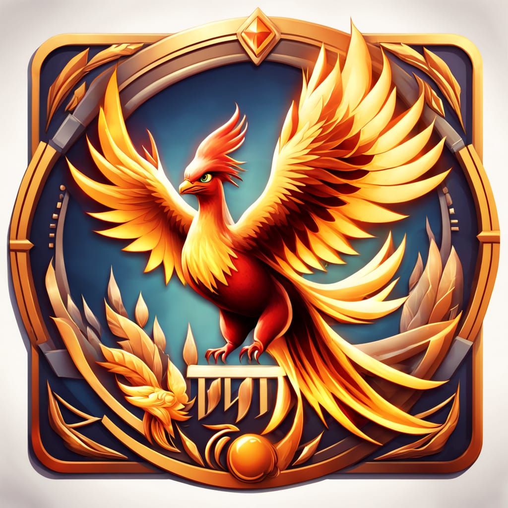 Retro Phoenix Videogame Icon in Cinematic Style