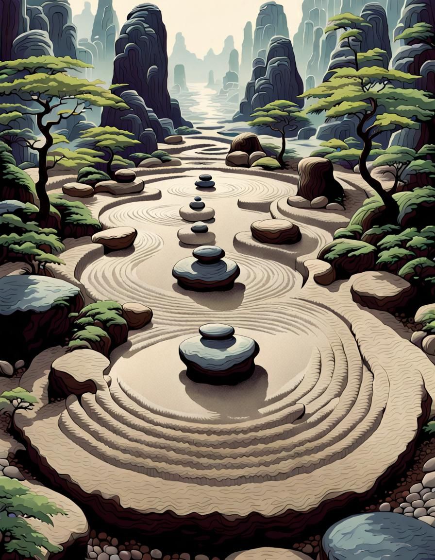 Zen Garden Reimagined as Sci-Fi Art