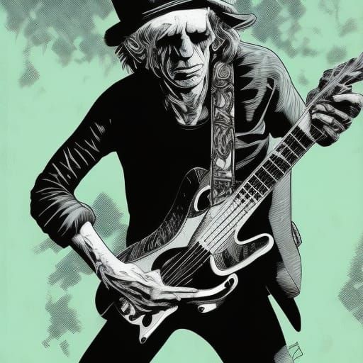 Keith Richards in Comic Book Art Style