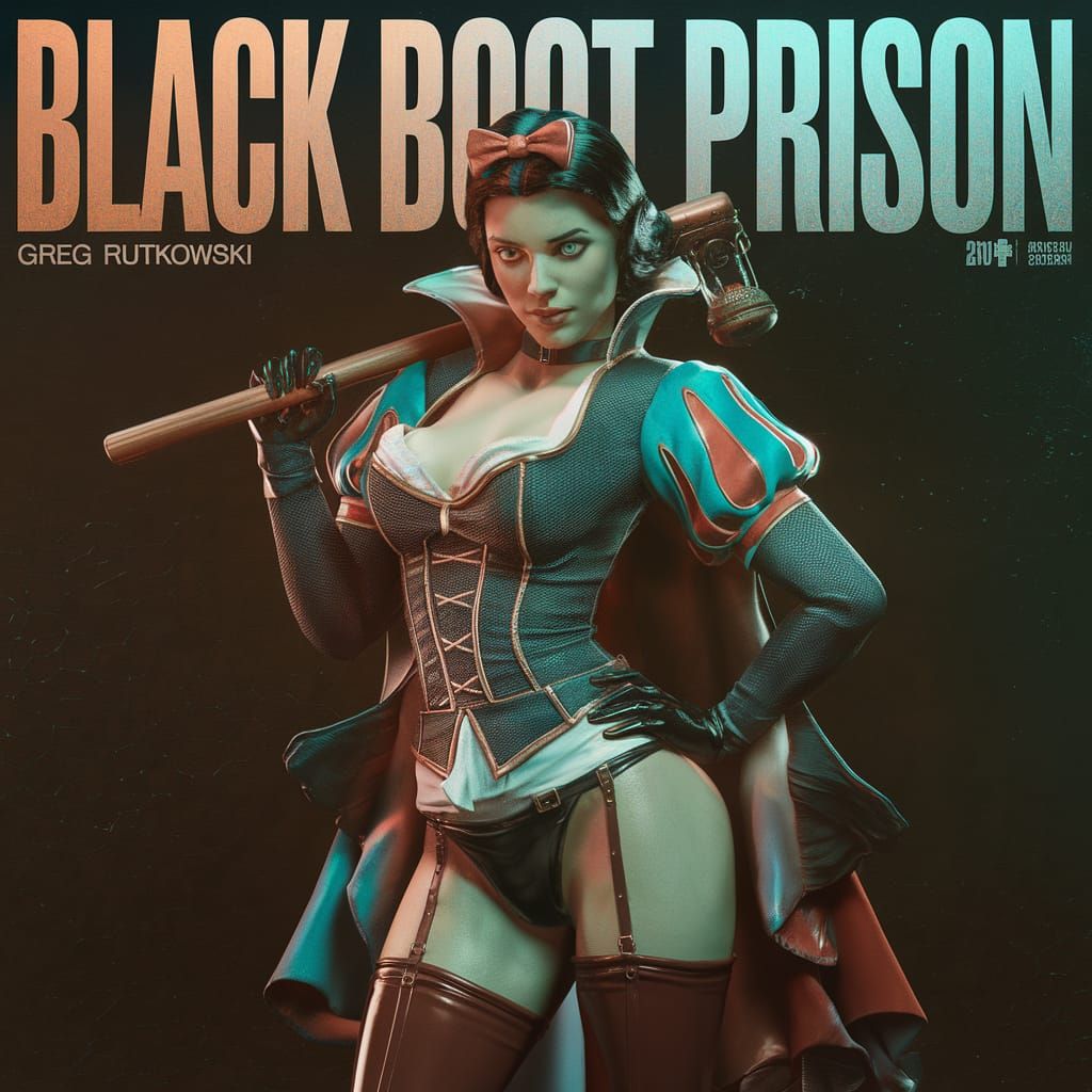 Snow White as Dark Gothic Guard in Triadic Color Scheme