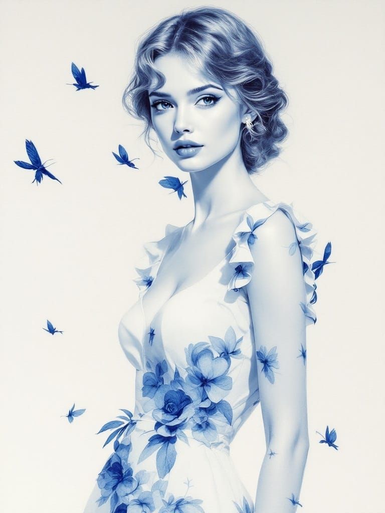 Ethereal Pin-Up in Fine Porcelain Style