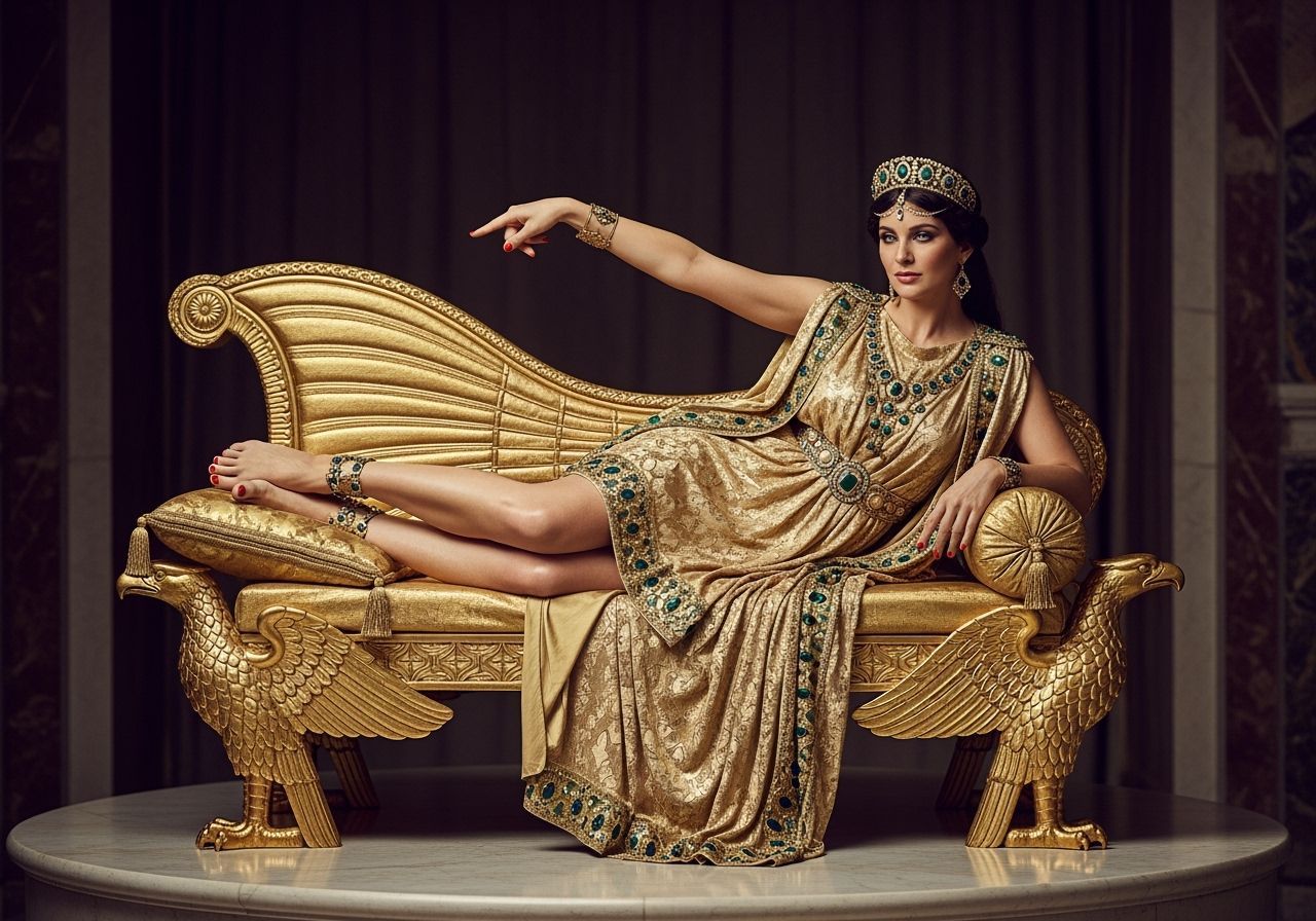 Empress Theodora Lounging Elegantly, Photorealistic Style