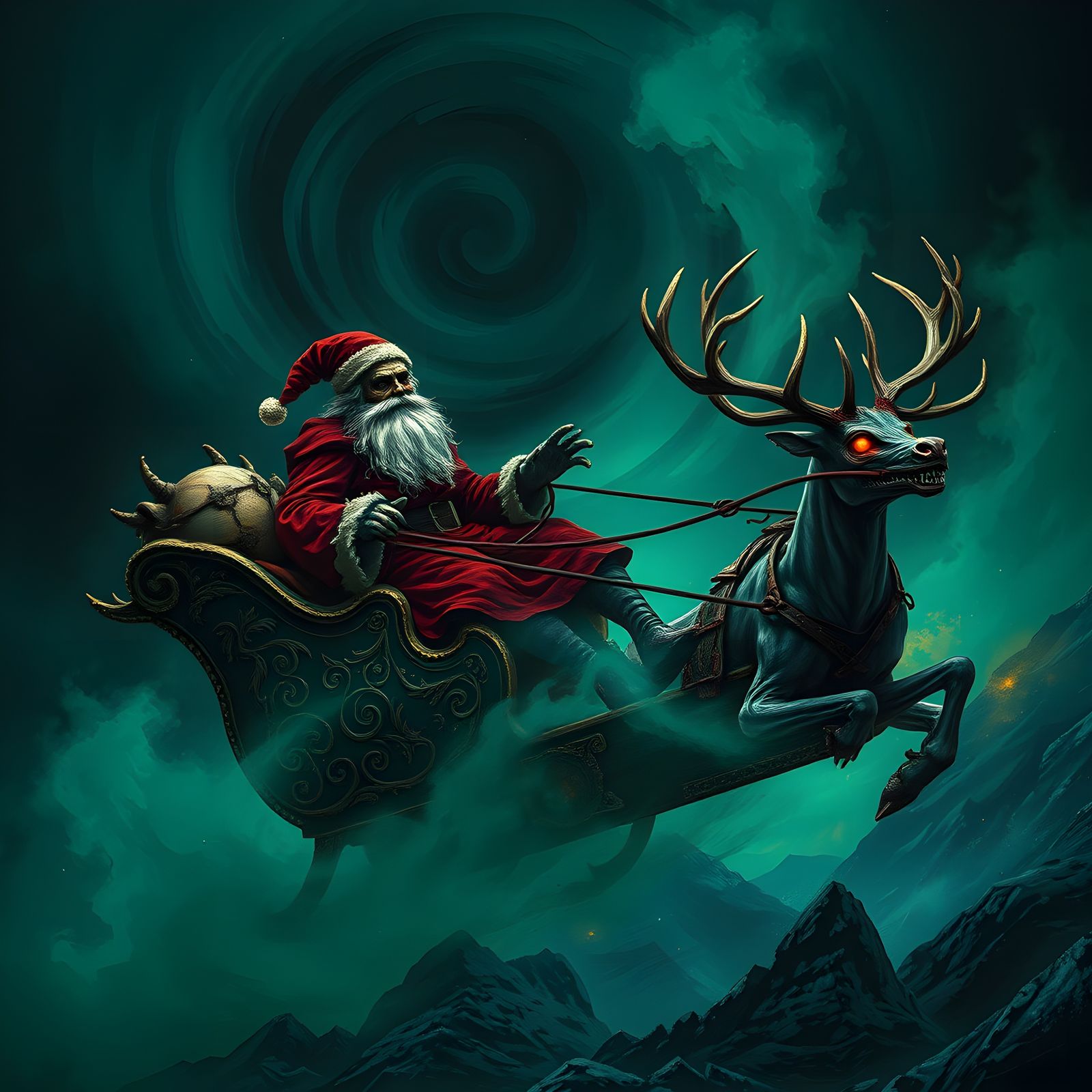 Zombie Santa Claus Rides Wicked Sleigh