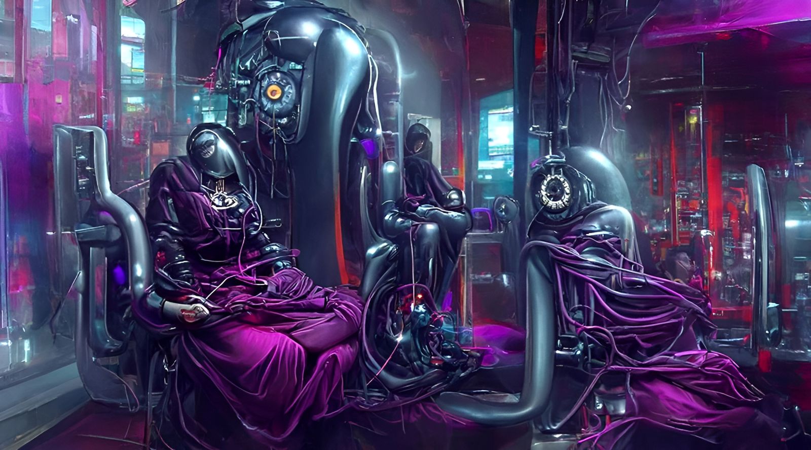 Cyberpunk Woman Plugged Into Sinister Machine