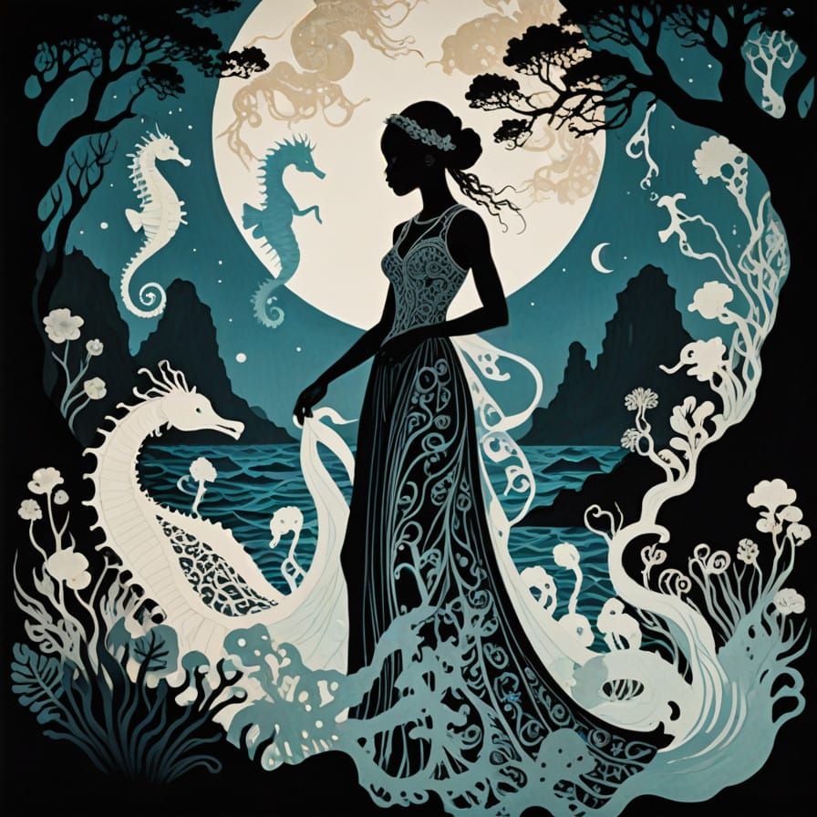 Mystical Maiden in a Dreamlike Ocean Scene