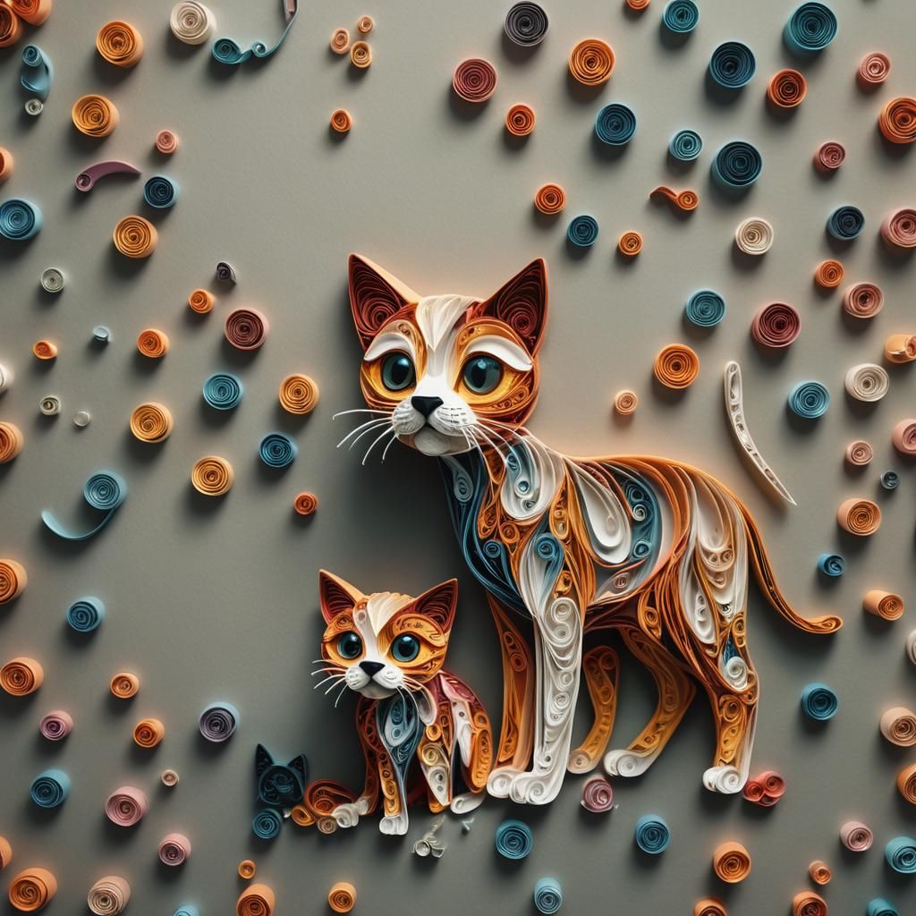 Quilled Cat and Puppy: A Cinematic Still Life
