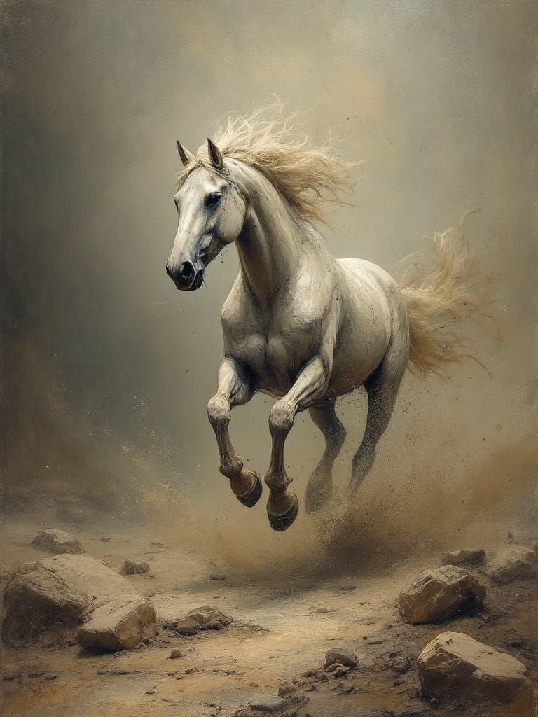 Horse Running Free in Gothic Atmosphere