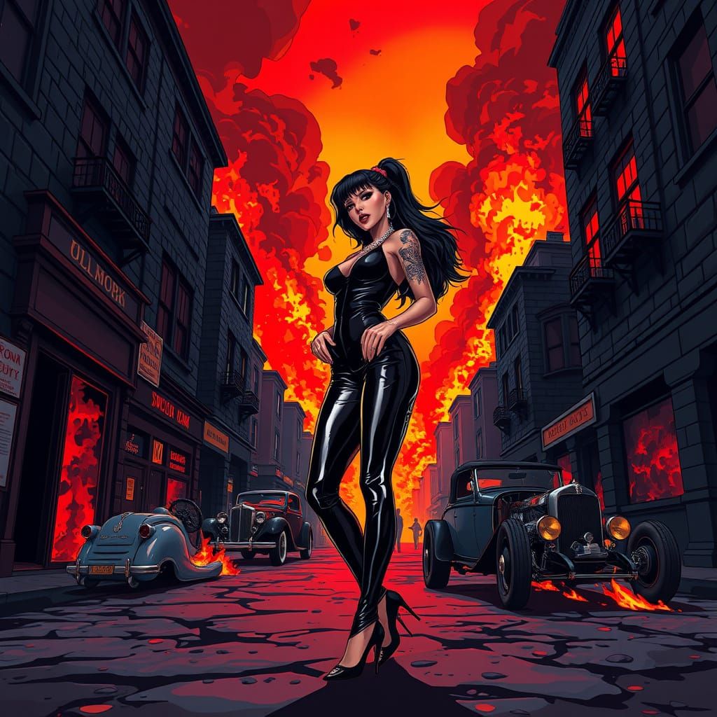 Cyberpunk Domme in Flames