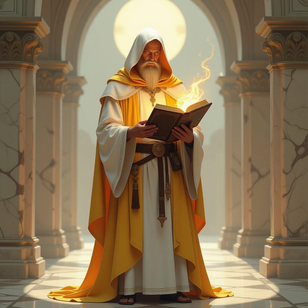 Mystical Elf Priest with Amber Eyes