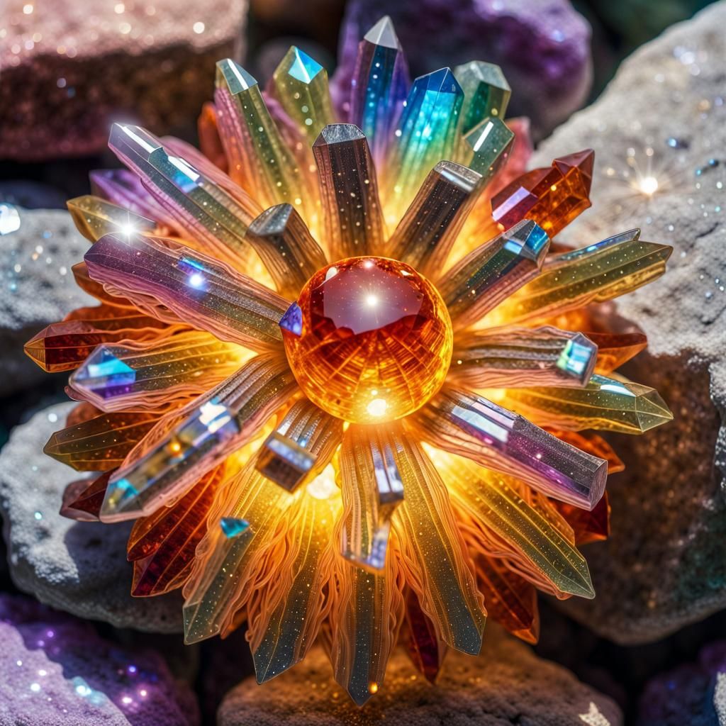 Lunarpunk SolarPunk Crystal Sun and Moon