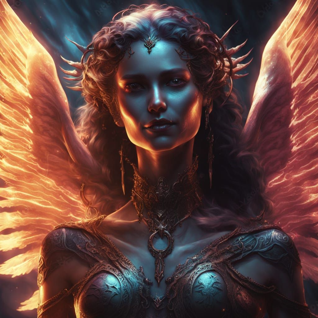 Ethereal Angel of Death Offers Kind Smile in Dark Fantasy Co...