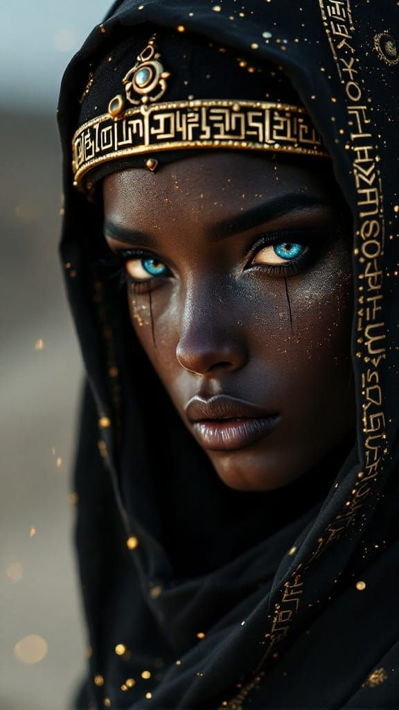 Hyperrealistic Oracle Emerge from Twilight Sands in Golden S...