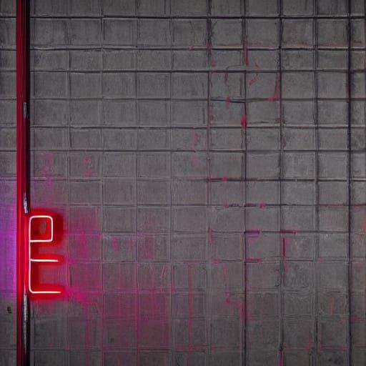 Surreal Neon Sculpture Glows on Foggy Cement Wall