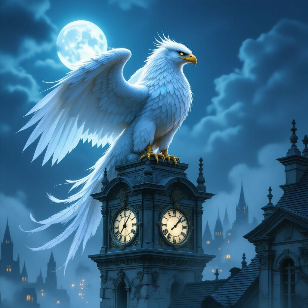 Griffin on Clock Tower in Fantasycore Style