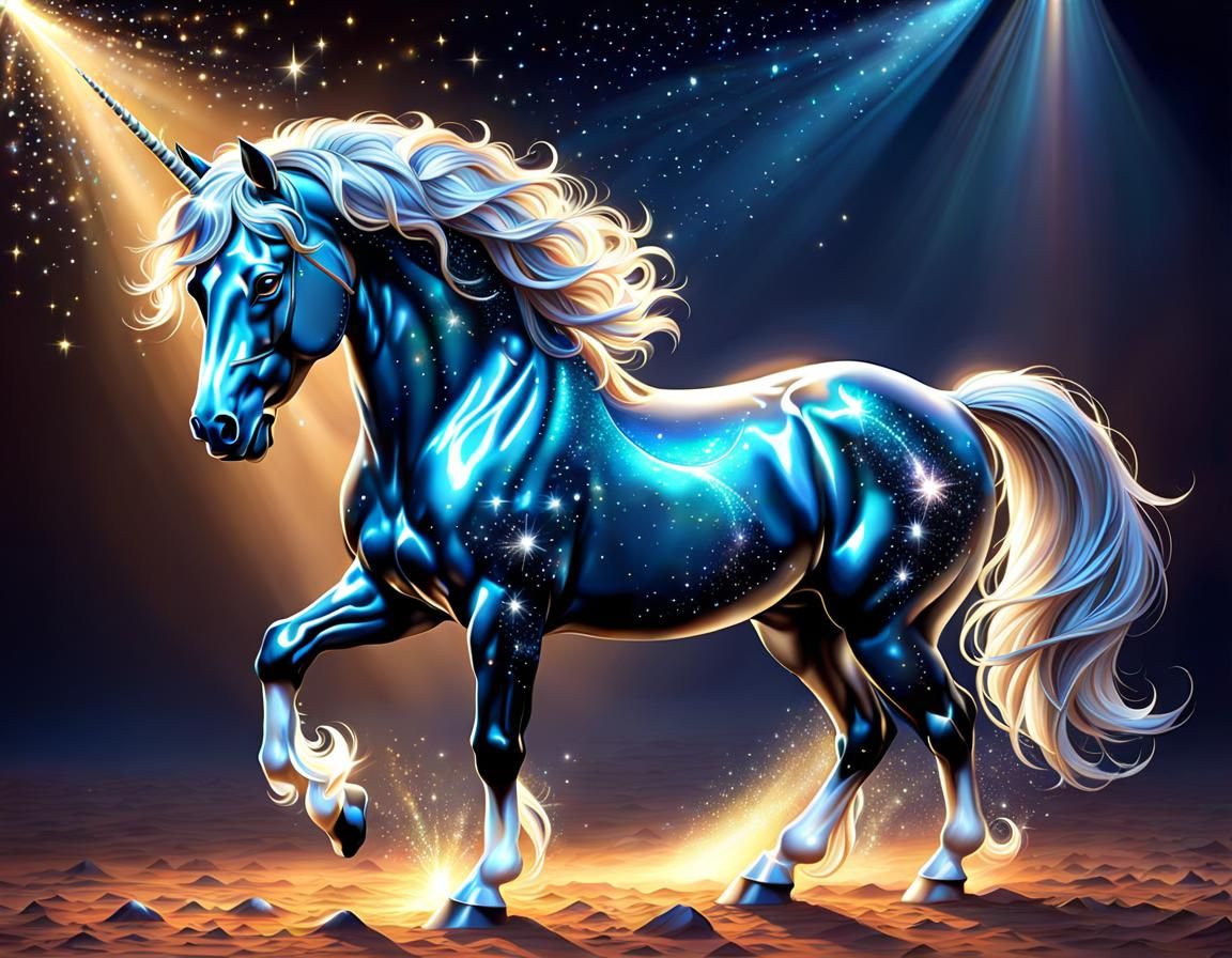 Sparkling Crystal Stallion in a Magical Atmosphere