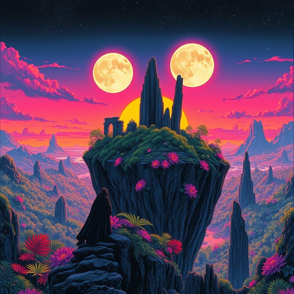 Floating Island Sunset: A Roger Dean Inspired Landscape